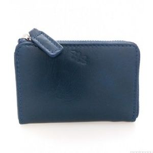 IXACC: Navy Leather Zipped Mini Card Wallet